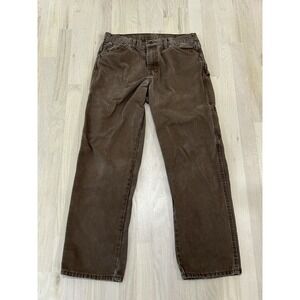 DICKIES Brown Workwear Carpenter Pants Sz 32 Cotton Straight Fit